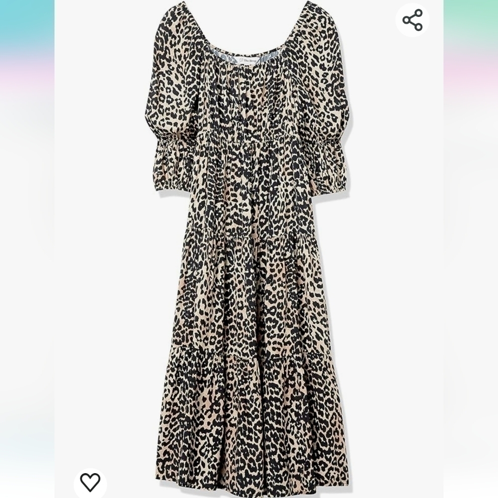 NWT The Drop Women's Keyla Puff-Sleeve Square-Neck Tiered Midi Dress Small - Picture 5 of 9